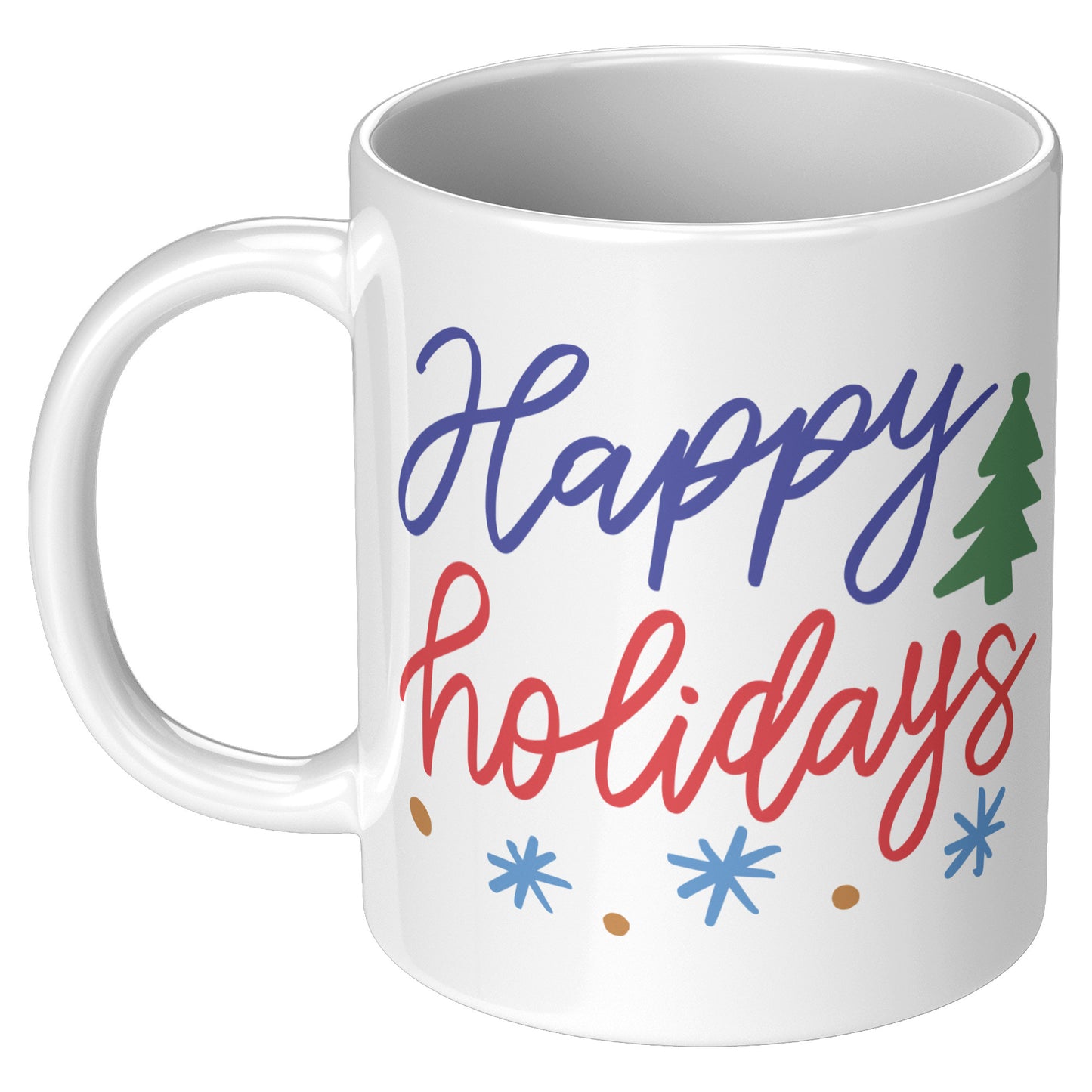 Happy Holidays Snow Flakes Mug