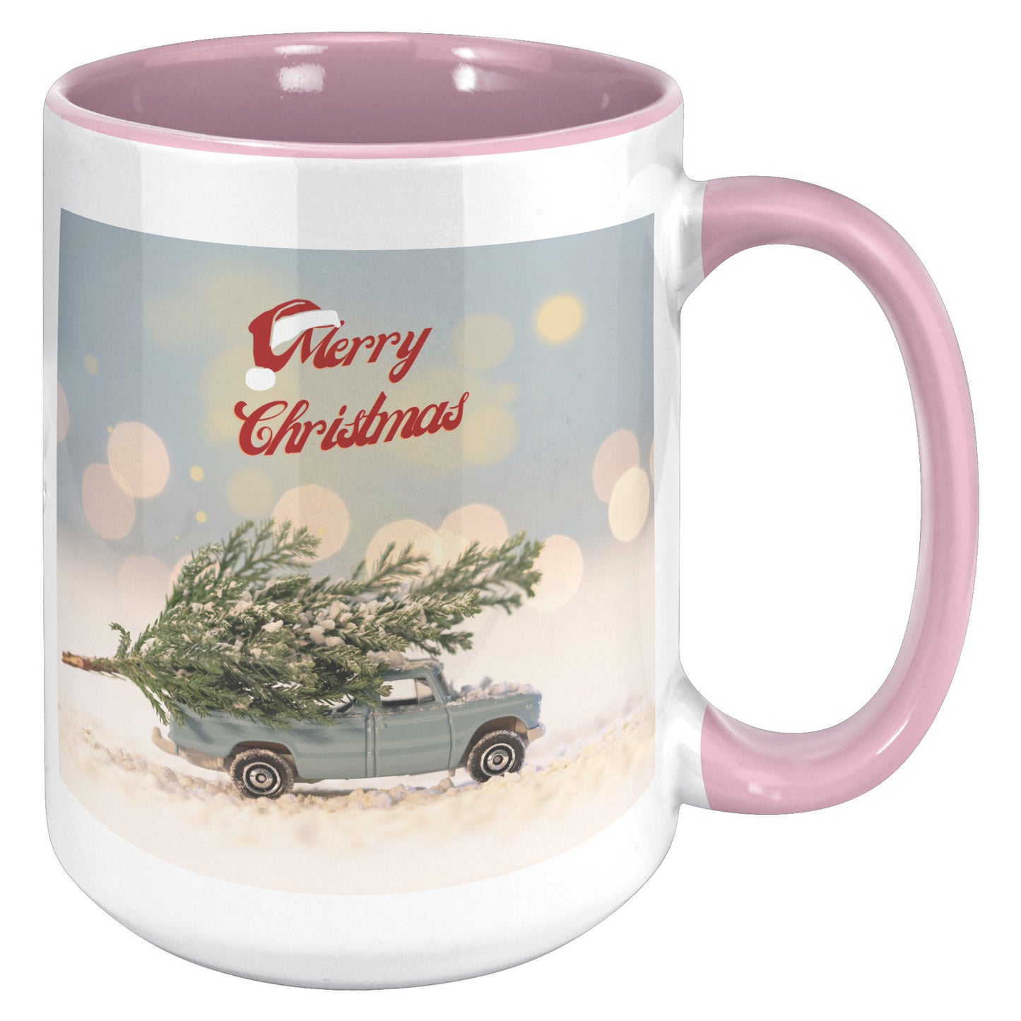 Merry Christmas Tree and Old Blue Truck Holiday Mug