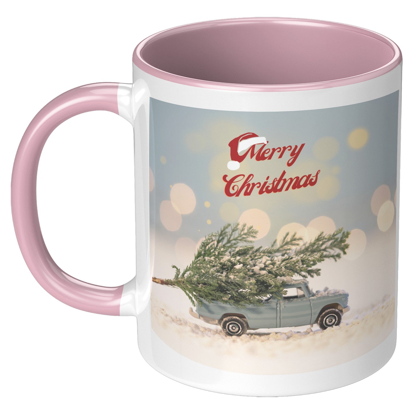 Merry Christmas Tree and Old Blue Truck Holiday Mug