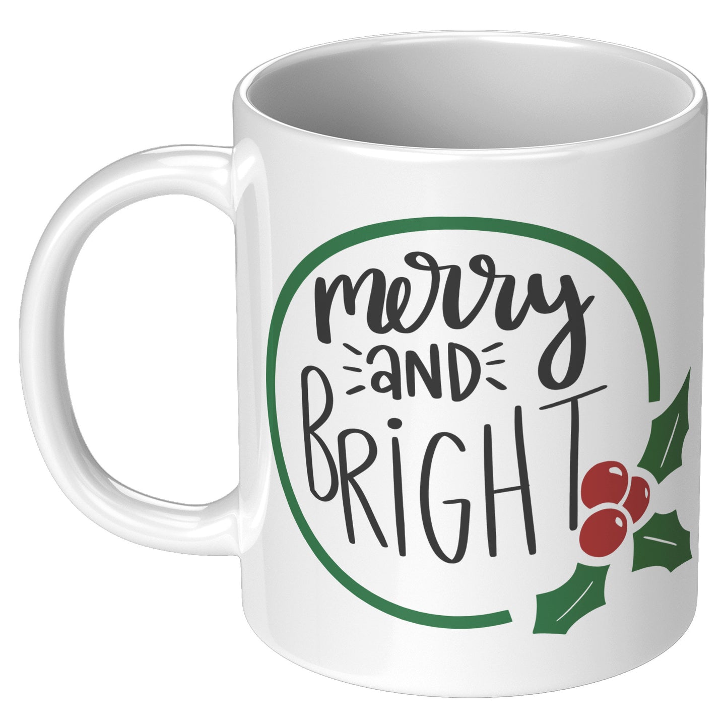 Merry and Bright Wreath Holiday Mug