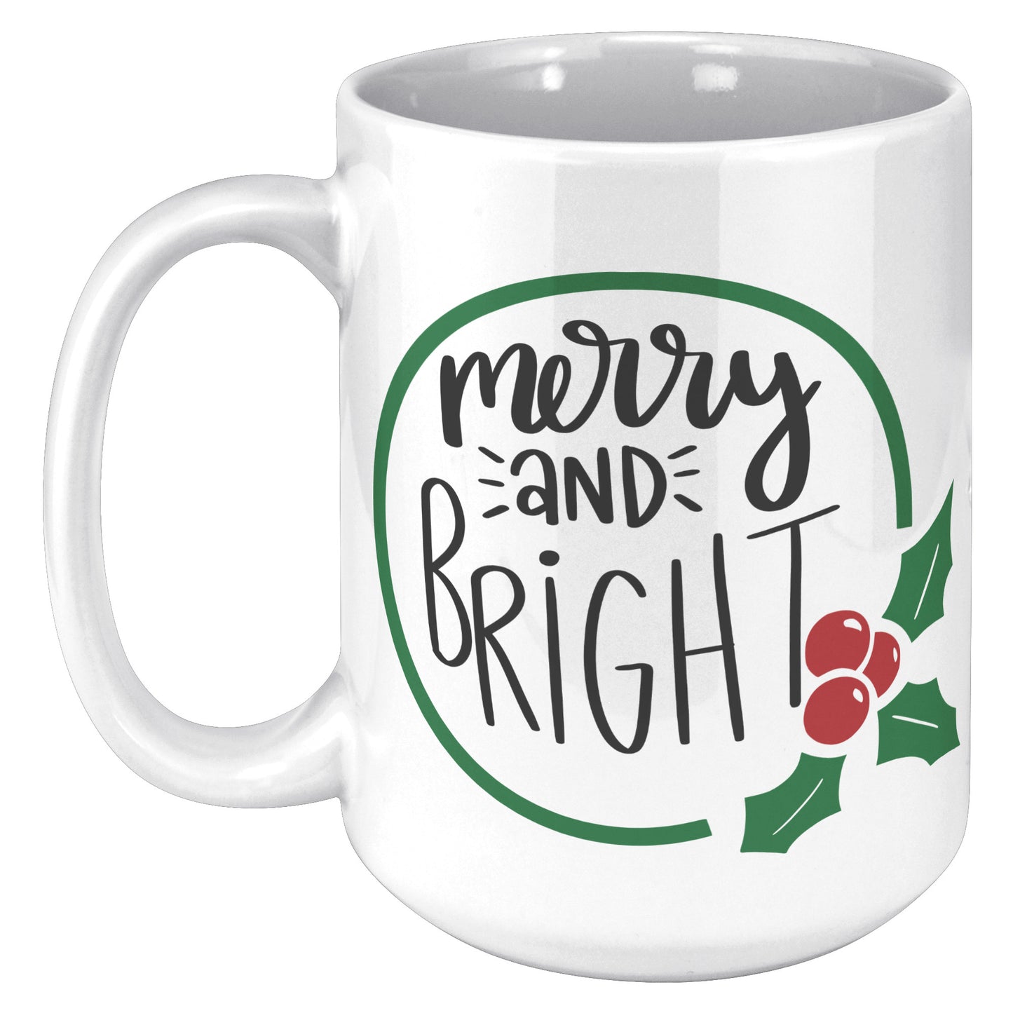 Merry and Bright Wreath Holiday Mug