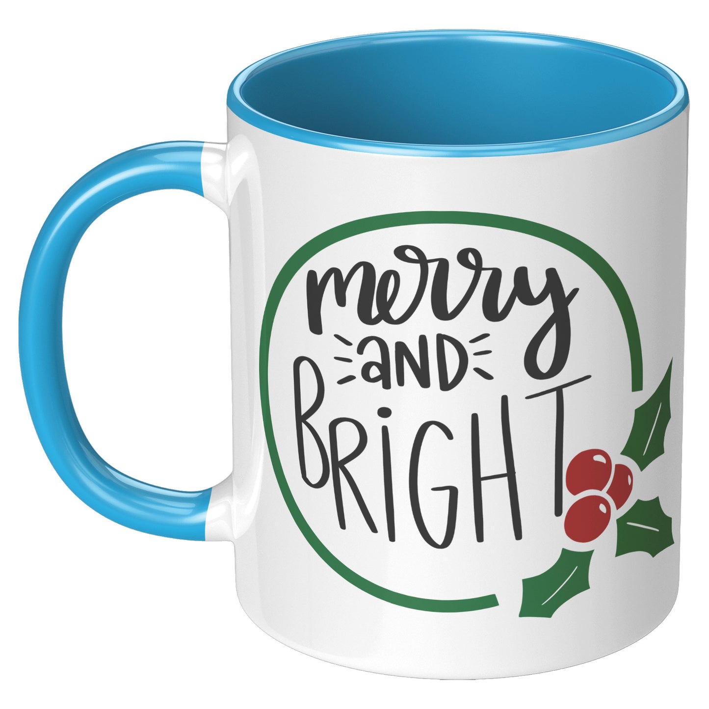 Merry and Bright Wreath Holiday Mug