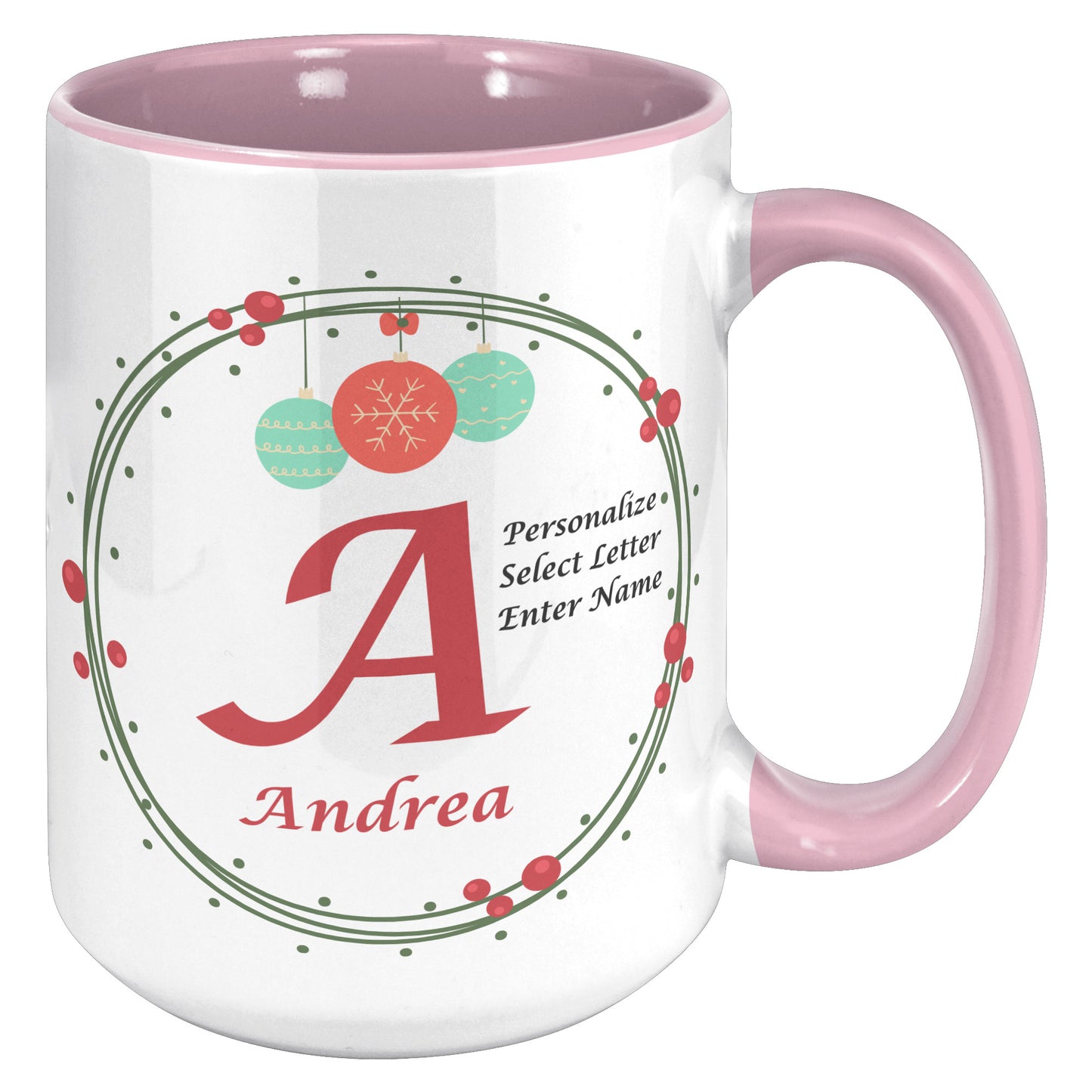 Personalized Ornaments and Holly Holiday Mug