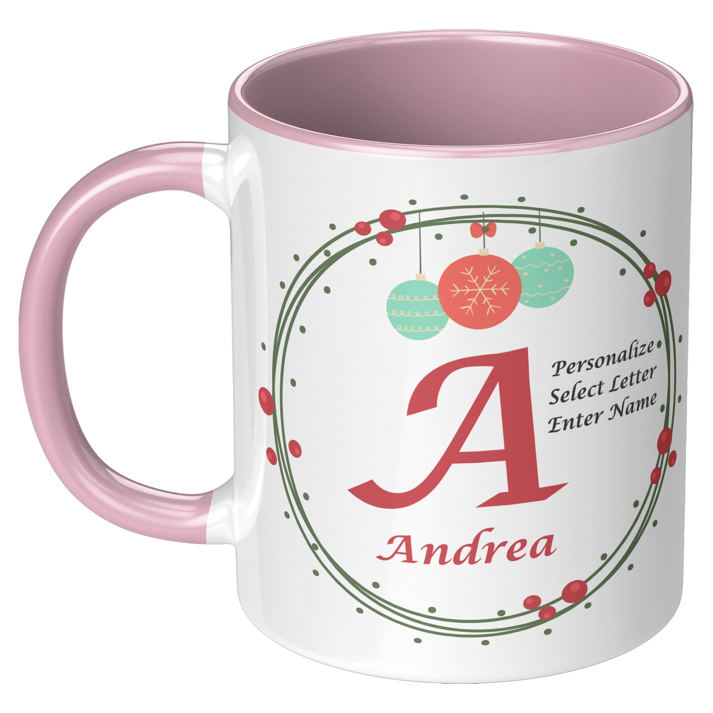 Personalized Ornaments and Holly Holiday Mug