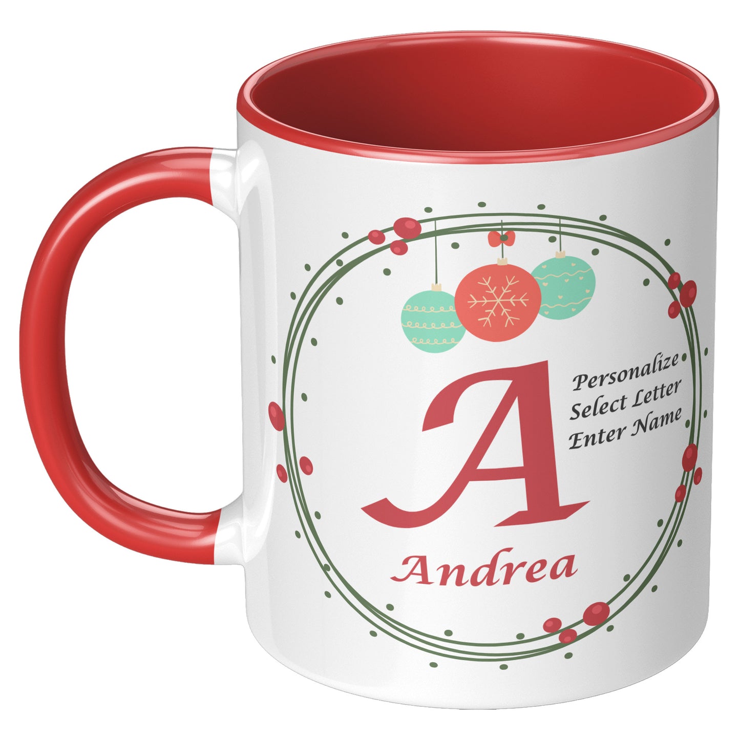 Personalized Ornaments and Holly Holiday Mug