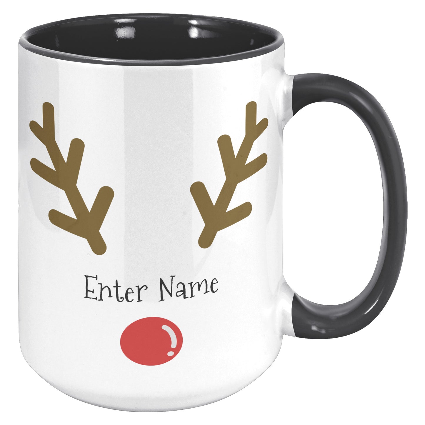 Personalized Reindeer Face Holiday Mug