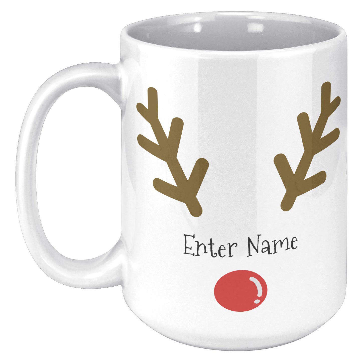Personalized Reindeer Face Holiday Mug