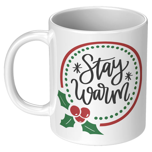 Stay Warm Holiday Wreath Mug