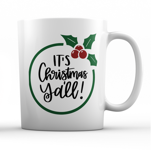 Its Christmas Yall Wreath Holiday Mug