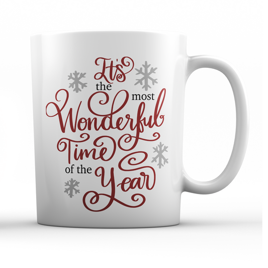 Its the Most Wonderful Time of the Year Snowflakes Holiday Mug