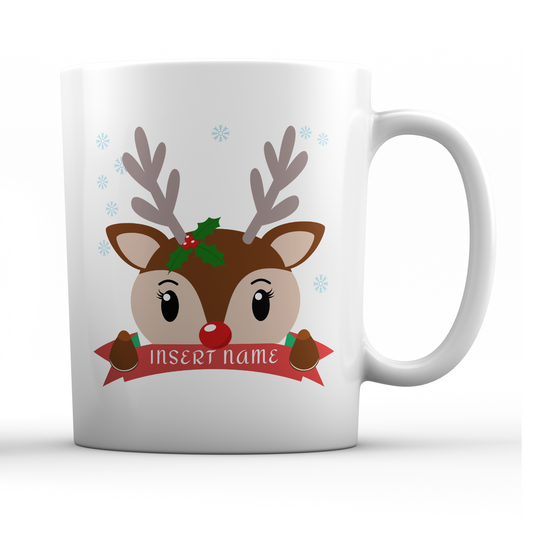 Holiday Girl Reindeer Personalized Mug